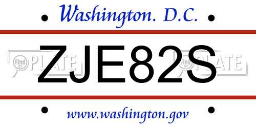 ZJE82S District Of Columbia License Plate