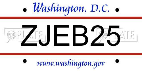 ZJEB25 District Of Columbia License Plate