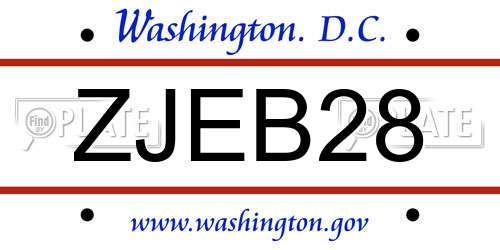 ZJEB28 District Of Columbia License Plate