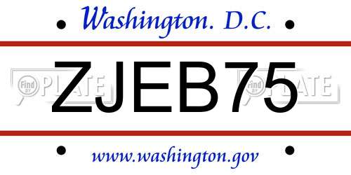 ZJEB75 District Of Columbia License Plate