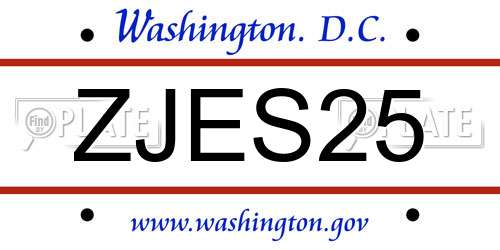 ZJES25 District Of Columbia License Plate