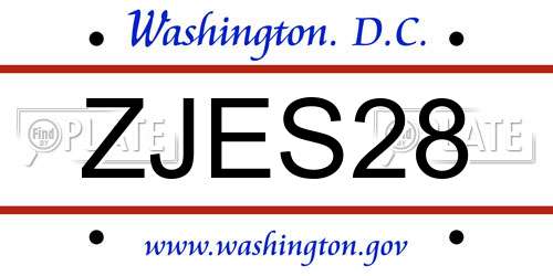 ZJES28 District Of Columbia License Plate