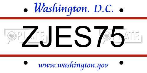 ZJES75 District Of Columbia License Plate