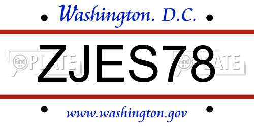 ZJES78 District Of Columbia License Plate