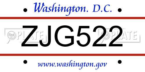 ZJG522 District Of Columbia License Plate