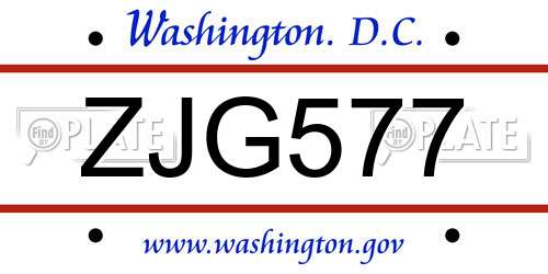 ZJG577 District Of Columbia License Plate