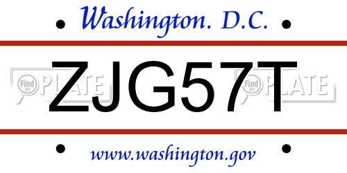 ZJG57T District Of Columbia License Plate
