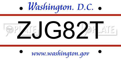 ZJG82T District Of Columbia License Plate