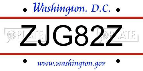 ZJG82Z District Of Columbia License Plate