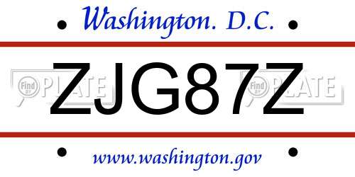 ZJG87Z District Of Columbia License Plate