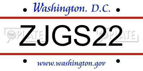 ZJGS22 District Of Columbia License Plate