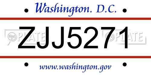 ZJJ5271 District Of Columbia License Plate