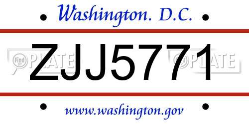 ZJJ5771 District Of Columbia License Plate