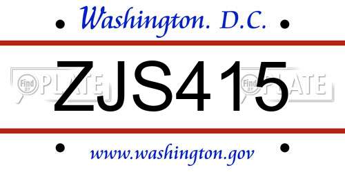 ZJS415 District Of Columbia License Plate