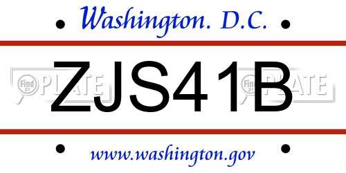 ZJS41B District Of Columbia License Plate