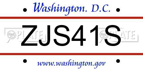 ZJS41S District Of Columbia License Plate