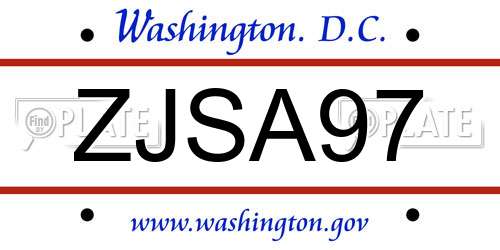 ZJSA97 District Of Columbia License Plate