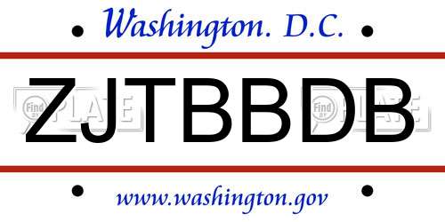 ZJTBBDB District Of Columbia License Plate