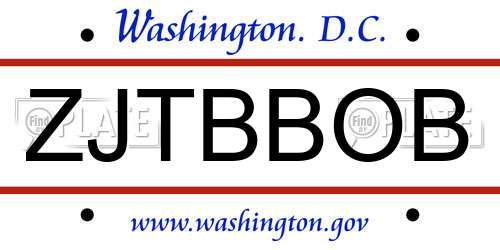 ZJTBBOB District Of Columbia License Plate