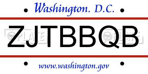 ZJTBBQB District Of Columbia License Plate