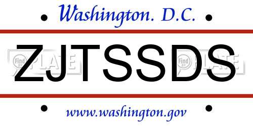 ZJTSSDS District Of Columbia License Plate