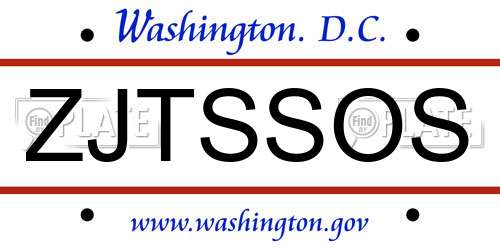 ZJTSSOS District Of Columbia License Plate