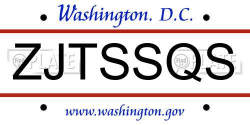 ZJTSSQS District Of Columbia License Plate