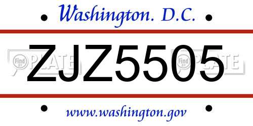 ZJZ5505 District Of Columbia License Plate