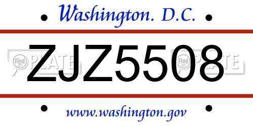 ZJZ5508 District Of Columbia License Plate