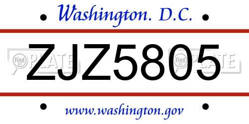 ZJZ5805 District Of Columbia License Plate