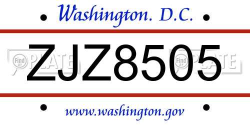 ZJZ8505 District Of Columbia License Plate