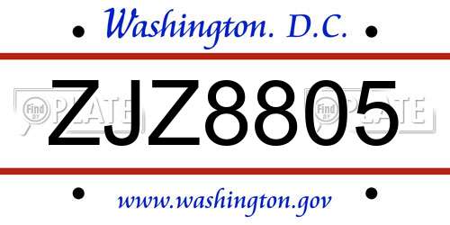 ZJZ8805 District Of Columbia License Plate