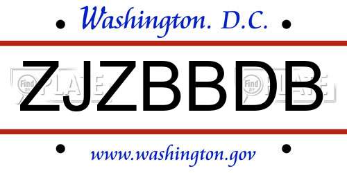 ZJZBBDB District Of Columbia License Plate