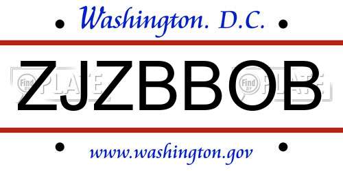 ZJZBBOB District Of Columbia License Plate