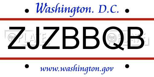 ZJZBBQB District Of Columbia License Plate
