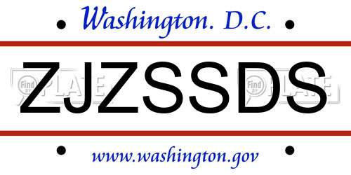 ZJZSSDS District Of Columbia License Plate