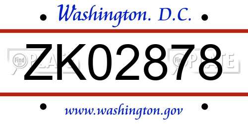 ZK02878 District Of Columbia License Plate