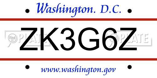 ZK3G6Z District Of Columbia License Plate