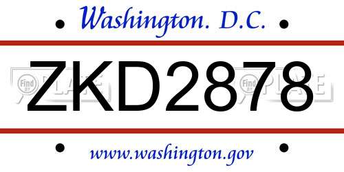 ZKD2878 District Of Columbia License Plate