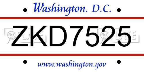 ZKD7525 District Of Columbia License Plate