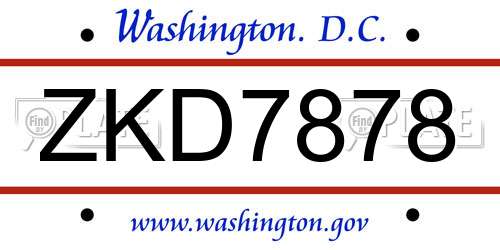 ZKD7878 District Of Columbia License Plate