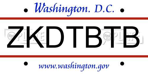 ZKDTBTB District Of Columbia License Plate
