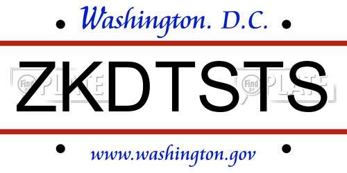 ZKDTSTS District Of Columbia License Plate