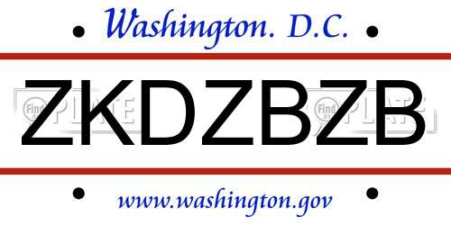 ZKDZBZB District Of Columbia License Plate