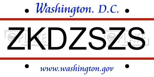 ZKDZSZS District Of Columbia License Plate