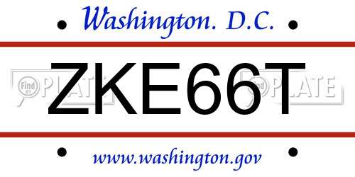 ZKE66T District Of Columbia License Plate