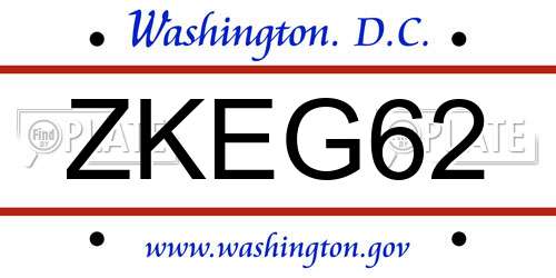 ZKEG62 District Of Columbia License Plate