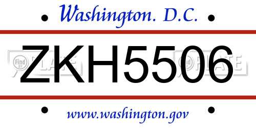 ZKH5506 District Of Columbia License Plate