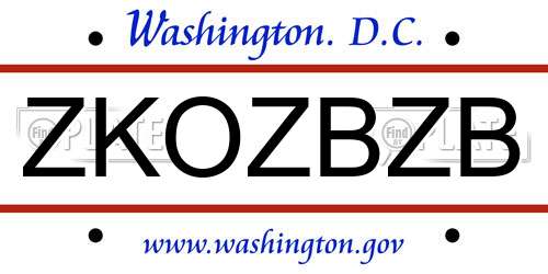 ZKOZBZB District Of Columbia License Plate