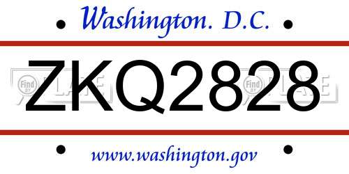 ZKQ2828 District Of Columbia License Plate